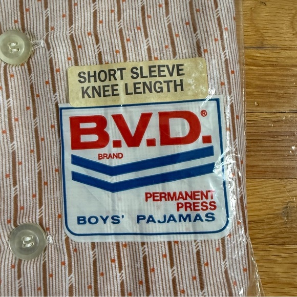 Vintage BVD Flame‑Resistant Permanent‑Press Pajamas Boys Size 8 Orange / Brown - Picture 3 of 6